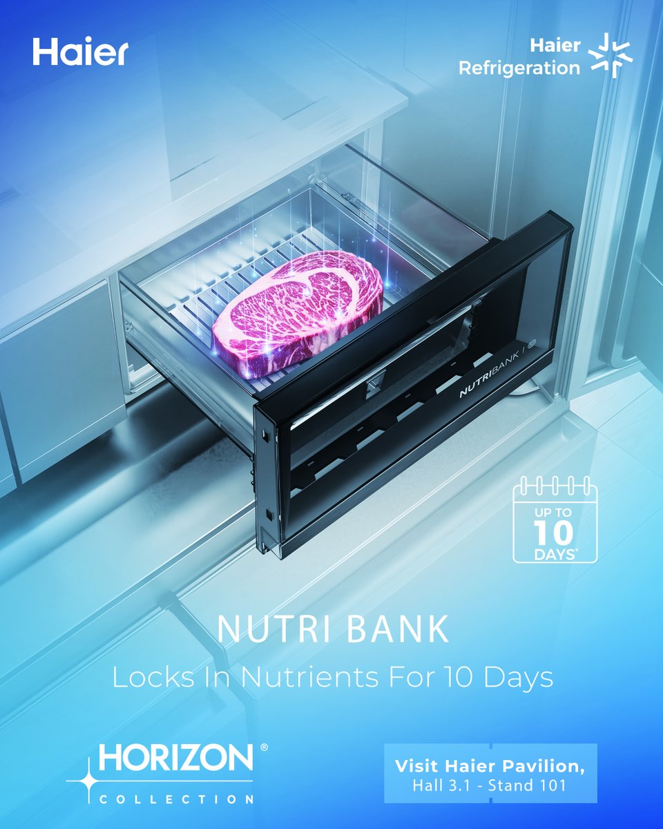 haierfresh's tweet photo. Some things are better seen up close. 👀

From effortless thawing to keeping ingredients at their best for longer, intelligent food care makes everyday life easier. 💙

📅 4–8 Sept 2026
📍 Messe Berlin · Hall 3.1 · Stand 101

#WhereFreshnessMeetsAI #SmartFreshLifeFlavour #IFA2026 https://t.co/XyPhndkfXY