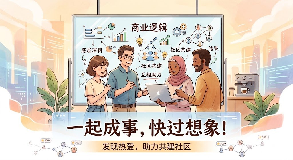 hash180919's tweet photo. 几天前，我开始认真做这件事。 
几十个关注。 
今天，300 多人在跟着这段旅程。 
说实话，真的很惊喜。

但数字不是重点。 
是对话、私信、反馈。 
是正在落地项目的伙伴， 
是听了我的建议、落地后回来分享成果的人。

我找到了热爱： 
看见大家的创造，帮大家拆解背后的逻辑。

不知不觉，成为这个共建社区的一员，一起搭建、学习，互相扶持。 特别感恩。

如果你也在搭建项目： 
发给我。 
我想关注你的旅程，向你学习，尽我所能帮你。 
我们一起成事，快过想象！

#蓝V互关 #诚信经营 #蓝V好友