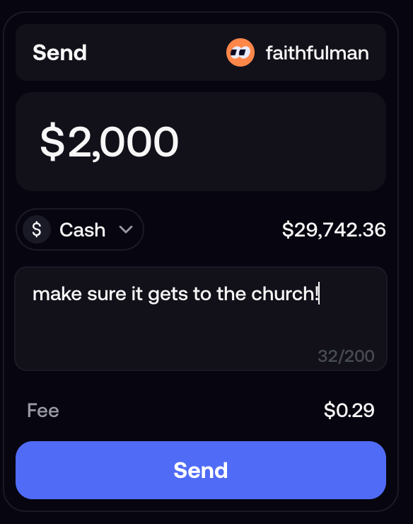 theunipcs's tweet photo. @0xblaqdice @faithfulman i sent $2,000 to your fomo

make sure it gets to the church! https://t.co/vN3MSUfKbY