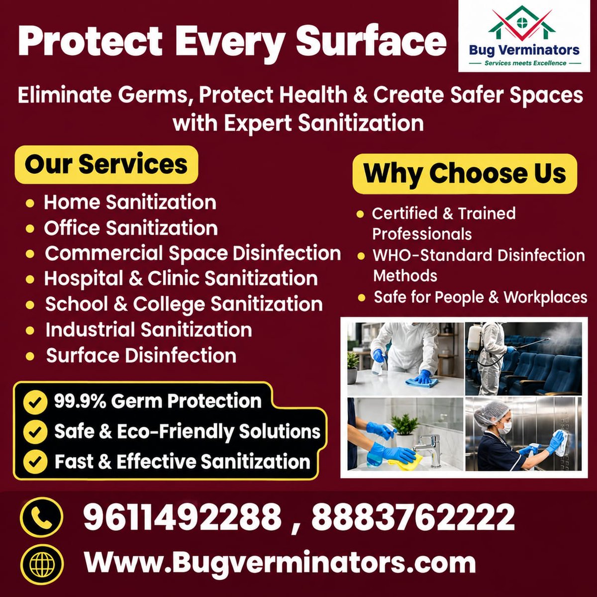bugverminators's tweet photo. Protect your spaces with professional sanitization! Eliminate germs, maintain hygiene, and create safer homes, offices &amp; workplaces with Bug Verminators.
#BugVerminators #Sanitization #Disinfection #GermProtection #Hygiene #DeepCleaning #SafeSpaces #OfficeSanitization #HomeSafe https://t.co/lbb3iujMp3