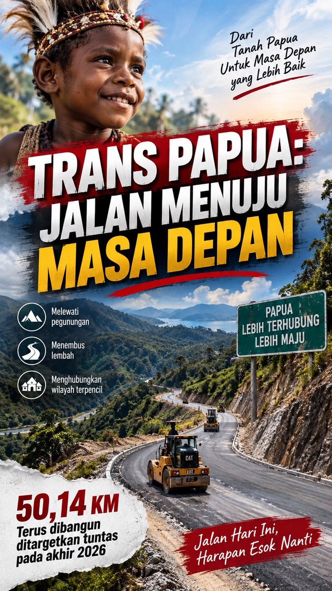 BsatrioM32's tweet photo. Trans Papua Jalan Menuju Masa Depan

#transpapua #papua #transportasi #papualebihbaik https://t.co/P2D1IweHPd