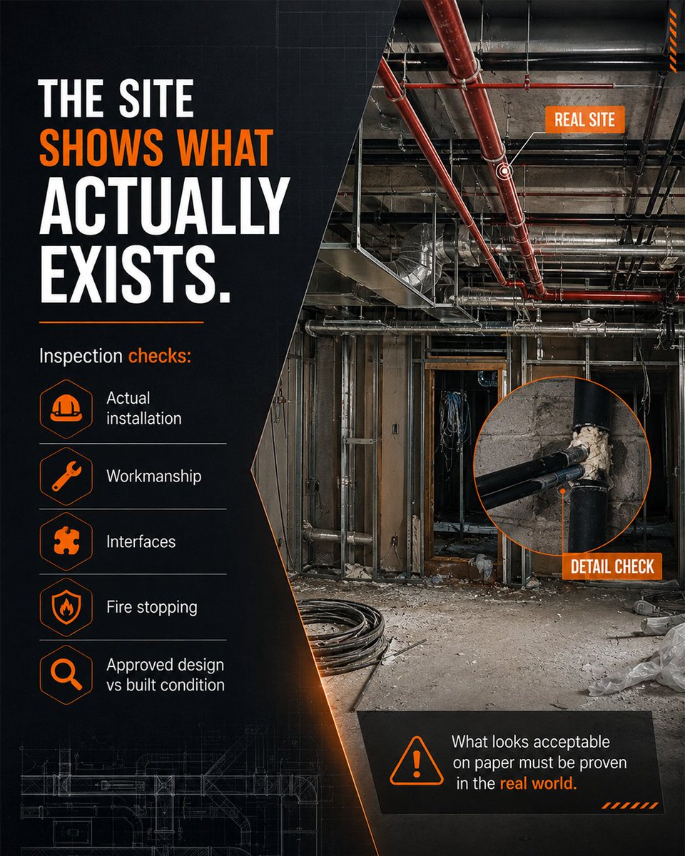 ejadasafety's tweet photo. Approved Design vs Compliant Site: Why Fire Safety Verification Cannot Stop at the Drawing

What is the first thing you would verify after reaching site?
#FireSafety #FireEngineering #LifeSafety #SiteInspection #FireProtection #UAEConstruction #EjadaSafety #EjadaSafetyUAE https://t.co/aKXtodEAnC