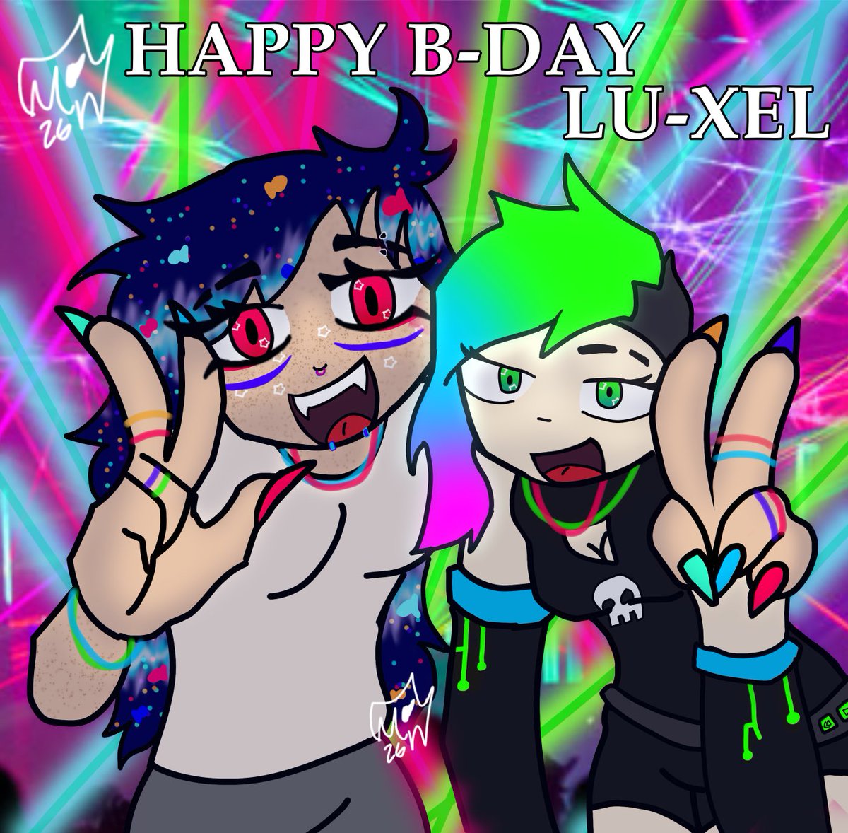 SeeItsSharkie's tweet photo. Everyone better go wish @RetroLuxelVT the happiest birthday! They’re such an amazing person and I am so lucky to have them in my life! 💫👾🤍

#besties #LuxelArtDisk https://t.co/ejAbTrm7iZ