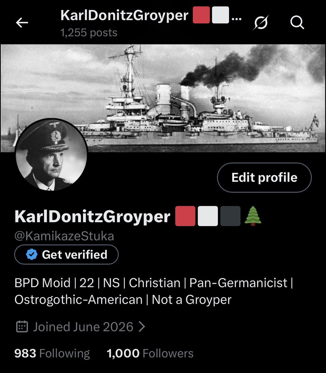KarlDonitzGroyp's tweet photo. Looks like this guy got mass reported…

I’m new here, help me find my mutuals! https://t.co/aDivS1Y01L