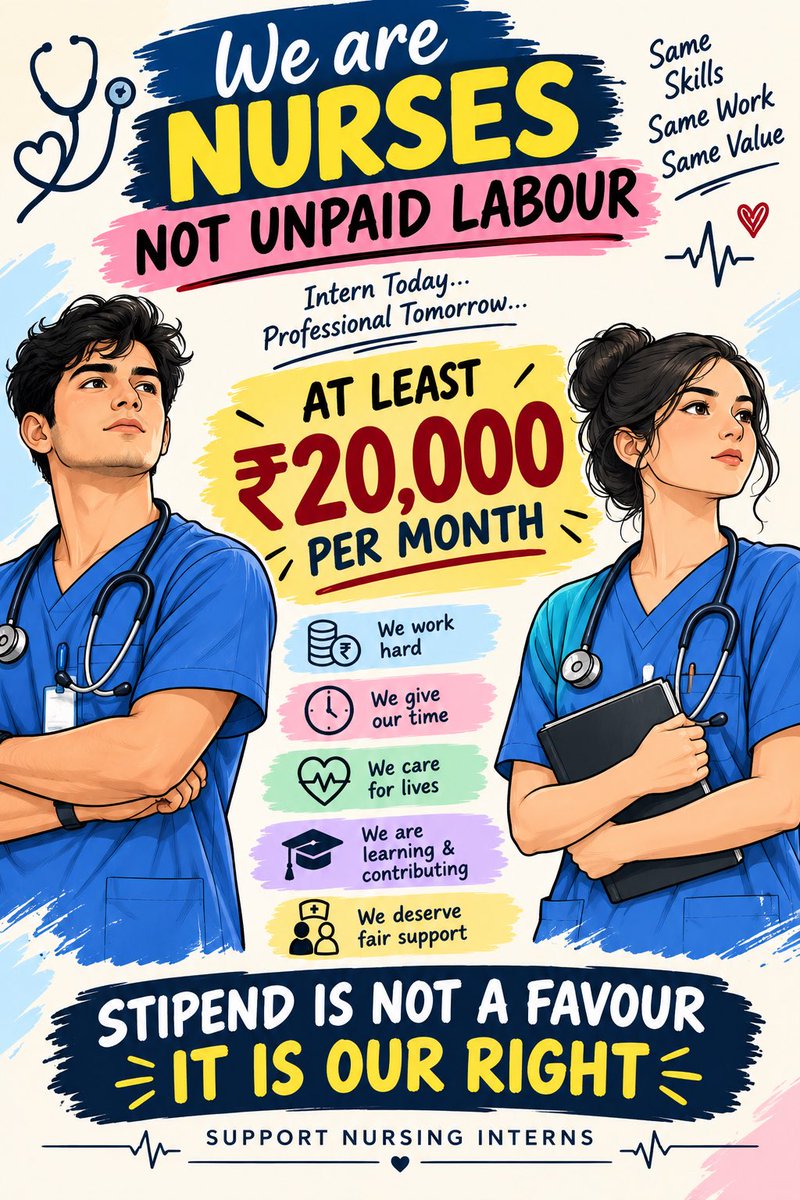 SanojRajput8's tweet photo. @brajeshpathakup @CMOfficeUP @BJP4UP @kgmu_medical @myogiadityanath @JPNadda @narendramodi 
We are nursing intern and works equally to the nursing staff and not getting a single penny as stipend. 
Please provide us stipend during internship periods at least 20000
#nursing_intern https://t.co/85RTIwuFhp