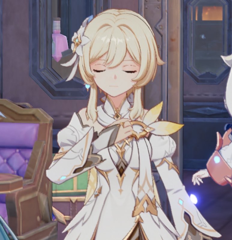 scarasarus's tweet photo. lumine and her cuteness with closing her eyes 🥹 https://t.co/R7Tb4Fj0gZ