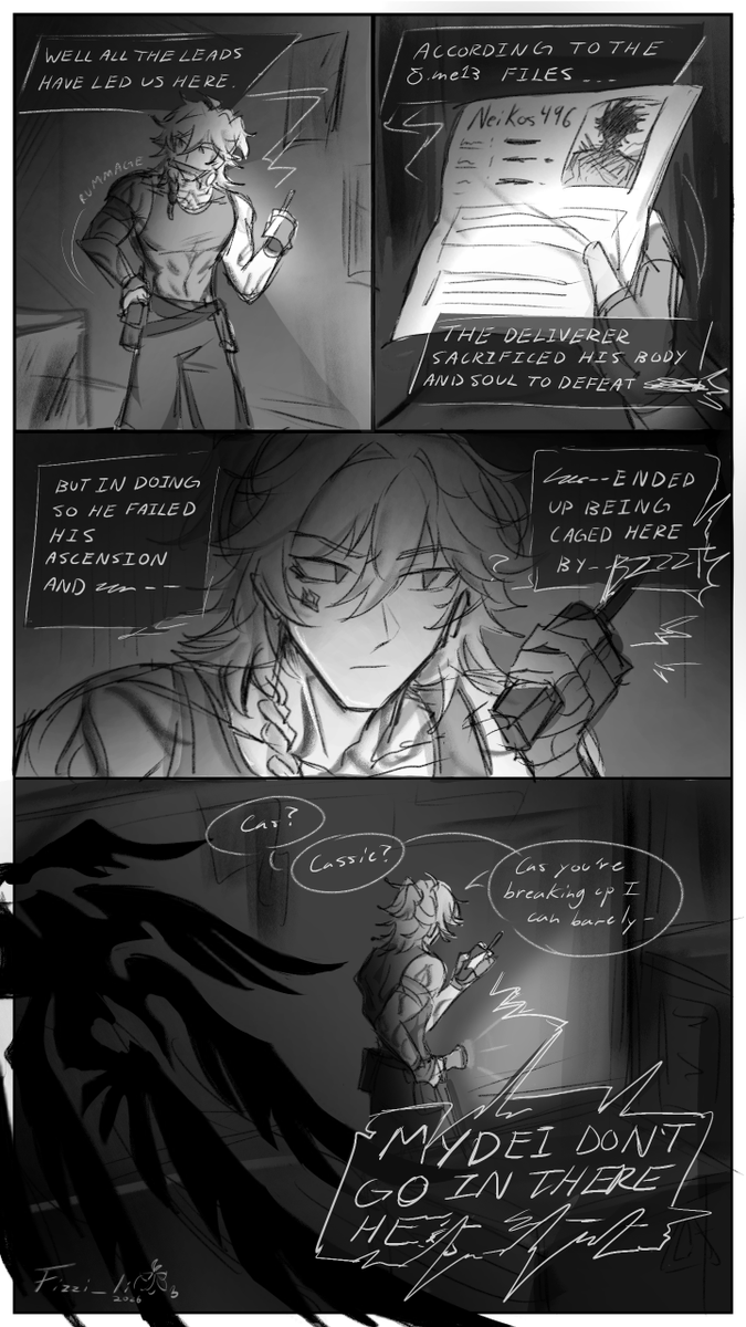 Fizzi_li's tweet photo. (late) Day 2: Horror/Thriller I think the No. 1 rule is not to go looking in abandoned places by yourself... #PhaideiWeek #PhaideiWeek2026 #phaidei #ファイモス https://t.co/1lYzLoIMZx