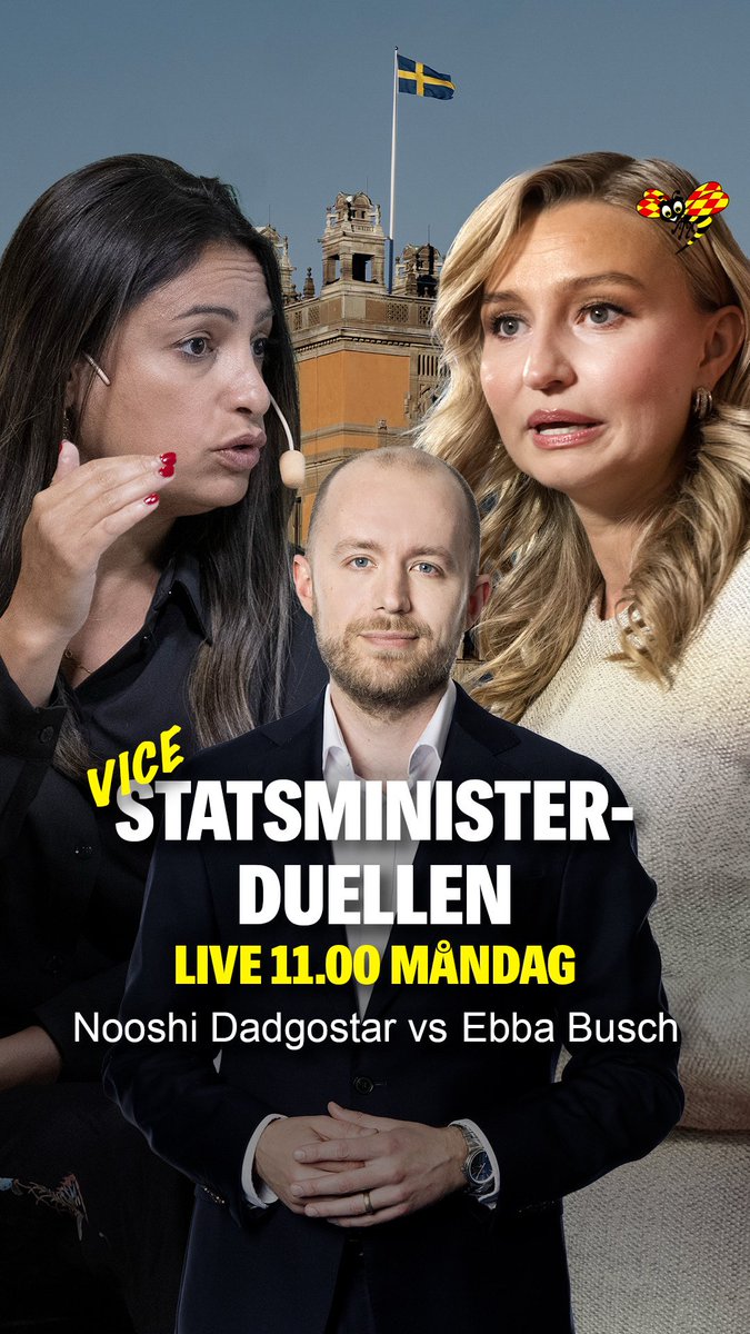 viktorbk's tweet photo. Det var inte helt lätt att välja deltagare till den här, men vi landade i att praxis talar för det näst största oppositionspartiets ledare mot de facto ämbetsinnehavaren. 

Kul blir det i alla fall! På Expressens olika plattformar strax före lunch. 🐝 https://t.co/15JnwGtTSc