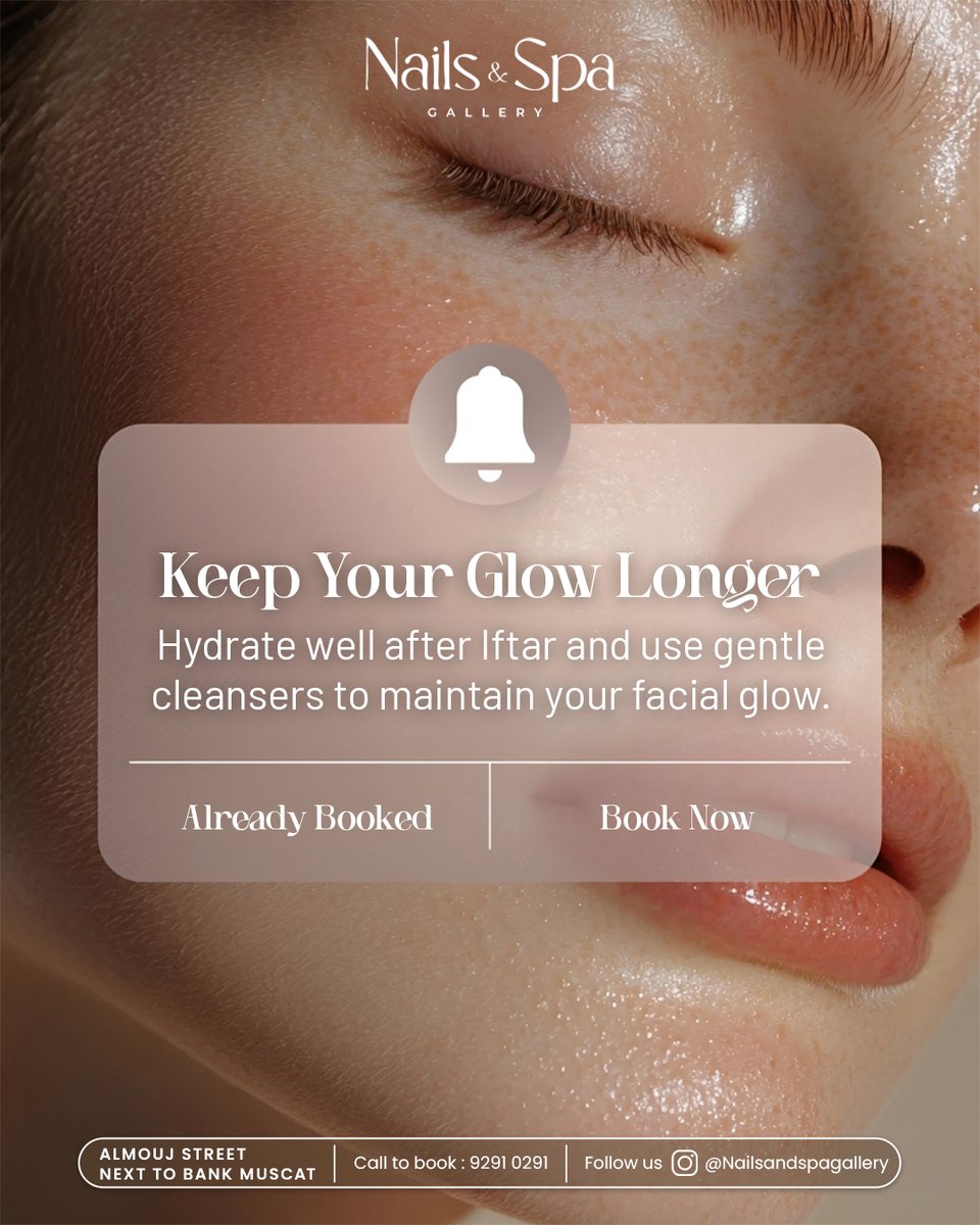 andrehitta1's tweet photo. Muscat girls, your skin works harder during Ramadan. Hydrate after Iftar, use gentle cleansers, and let us do the rest. Already booked? We can't wait to see you. Eid is closer than you think. Almouj Street | 9291 0291 https://t.co/o6A6c3Tkt4