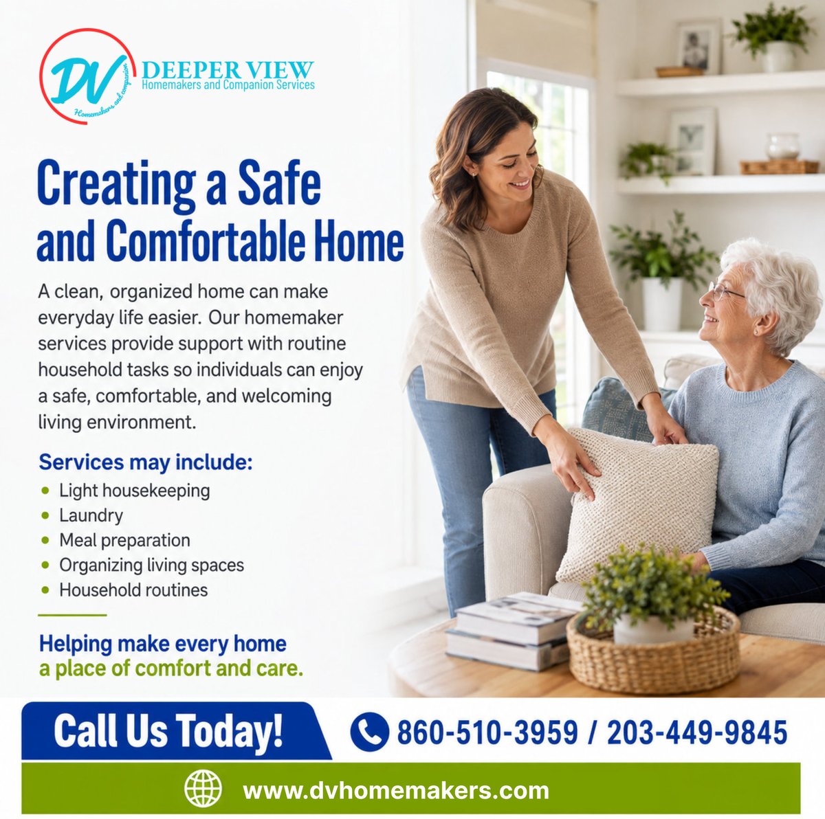deeperviewhcs's tweet photo. 💙 A well-maintained home can make a big difference in daily life. From light housekeeping to meal preparation and laundry, we're here to support everyday routines with care and respect. 🏡✨🤝

📞 Call 860-510-3959 or 203-449-9845

#CompanionCare #HomeCare #HomemakerServices https://t.co/VAOdjkvqeH