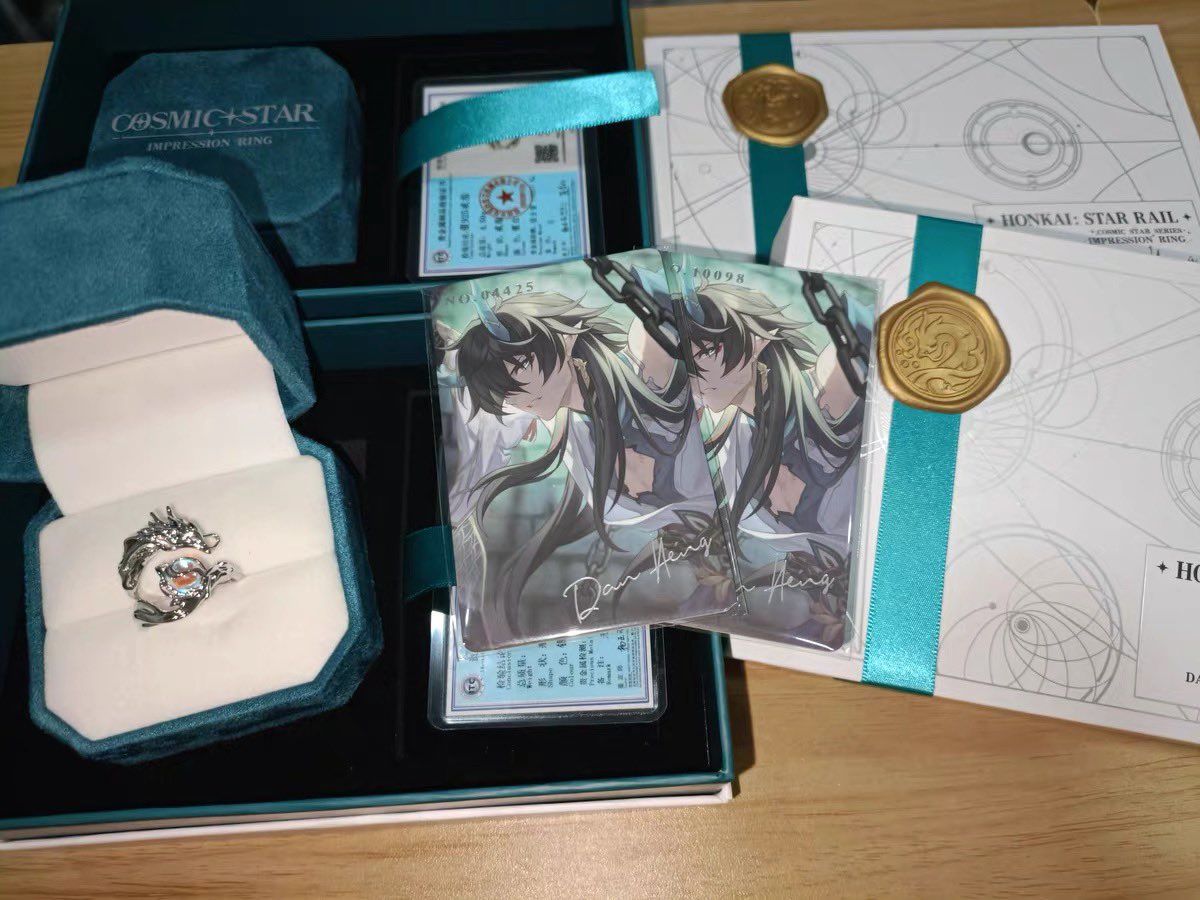 dozingmeow's tweet photo. oh wow hoyo started shipping out the dan heng rings and they look gorgeous in photos https://t.co/g2SJVI9qyg