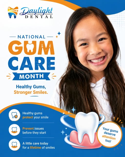 daylightdental's tweet photo. Healthy gums support a healthy smile. This National Gum Care Month, watch for bleeding, swelling, tenderness, or bad breath. Early care can protect your oral health. Daylight Dental South Austin: https://t.co/Mal2NICa15

#GumHealth #PreventiveDentistry https://t.co/mly3uxMvlz