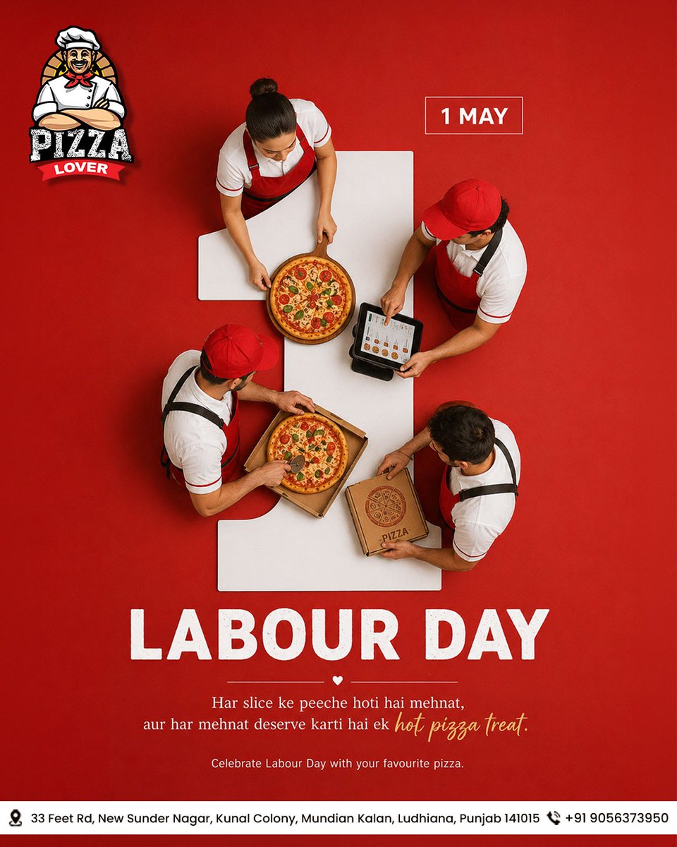 RubieKrivanek's tweet photo. PIZZA LOVER ALERT! This Labour Day, treat yourself to a hot, cheesy pizza—you’ve earned it. Celebrate your hard work with your favourite slice. Bring your squad and indulge now! 33 Feet Rd, New Sunder Nagar, Ludhiana
+91 9056373950 https://t.co/RSSUsbAZp2