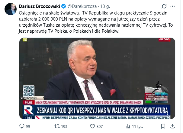 Kubasinski1977's tweet photo. A wiecie, że to wszystko to jest prawdopodobnie najzwyklejszy przekręt?
Oni tą kasę na koncesję mieli, tylko nie chcieli jej wydawać, więc postanowili złupić oglądających ich idiotów. A nóż się uda, że motłoch zapłaci. I pewnie coś zapłacił, ale w te 2 bańki w 9h wątpię. https://t.co/nU47bRZljD