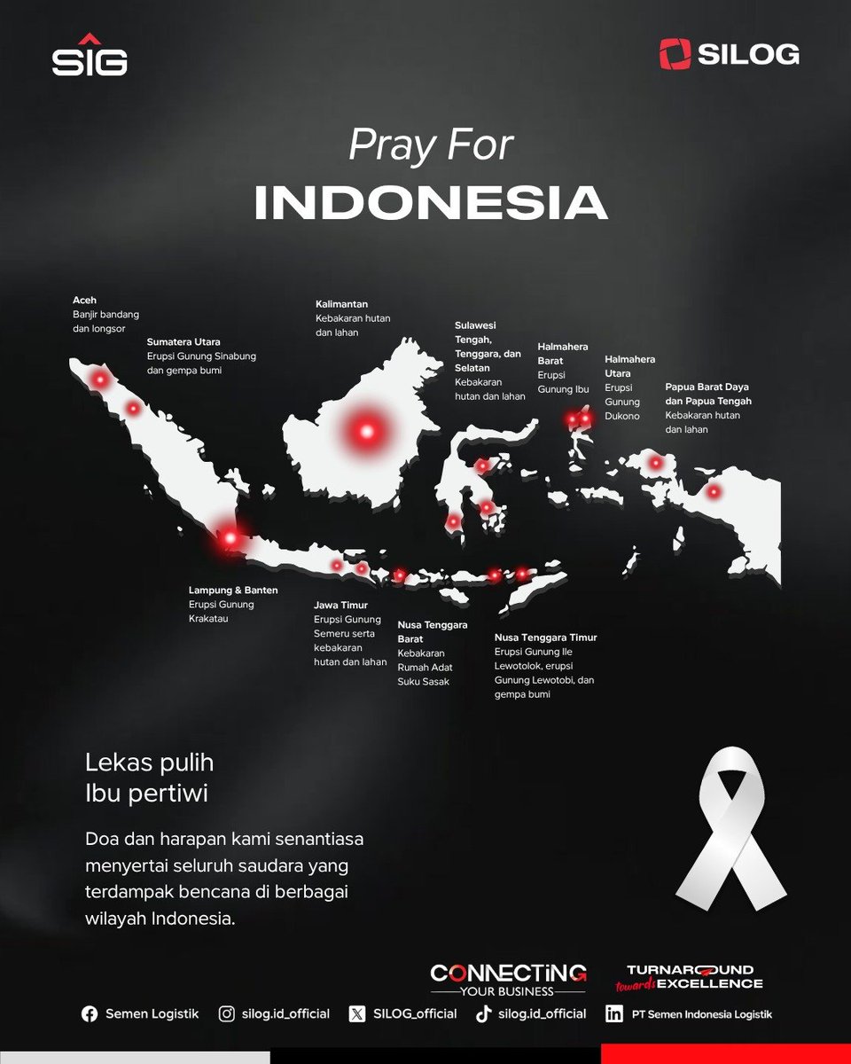 SILOG_official's tweet photo. Duka bagi satu wilayah adalah duka bagi kami semua.

Segenap manajemen dan karyawan PT Semen Indonesia Logistik menyampaikan rasa simpati mendalam atas musibah serta ujian yang sedang dihadapi saudara-saudara kami di tanah air. https://t.co/6VEMYchieA