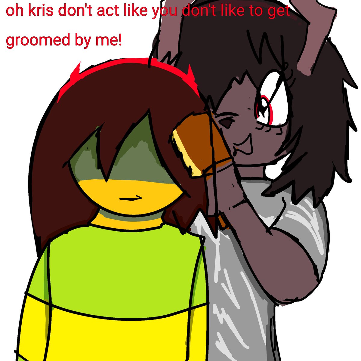 StickdudeYT's tweet photo. Kris getting groomed by dess

#deltarune #art #kress https://t.co/aPJICN9qIs