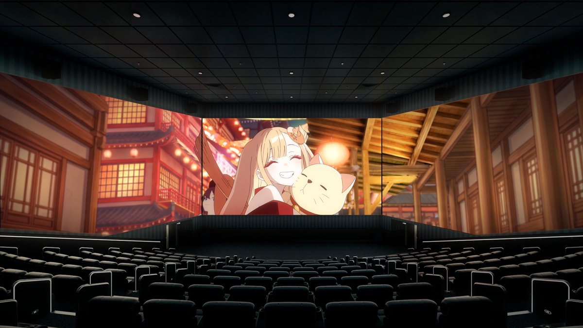 Cho_KaguyaHime's tweet photo. 🏮 ── 𓂂 𐩑 ✦ ── ✶ ₊⁺ 𓂂 ──

　　映画『#超かぐや姫！』
SCREENXプレビュー画像 公開

── ✶ ₊⁺ 𓂂 ── 𓂂 𐩑 ✦ ── 🏮

正面のスクリーンだけではなく、
左右の壁にも映像が映る���迫力の映画体験🎞️

🎬9月18日(金)より
　特別フォーマット＆通常版復活上映

#夏は超かぐや姫 https://t.co/fS5JJm84jx
