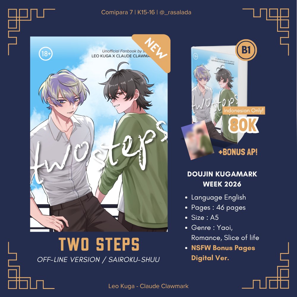 _rasalada's tweet photo. [Likes, RT &amp; shares are appreciated ˚ʚ♡ɞ˚]    

#Comipara7 Salaad's catalogue!
PO : 7 Sept - 12 Sept 2026 
Mail Order : 7-30 Sept 2026
Fandom: Nijisanji EN and #kugamark 

Doujinshi, Bookmark, Mini Uchiwa, PC, Badges, and Sticker

order link in reply! 🔽 https://t.co/JAr4cYtBwm