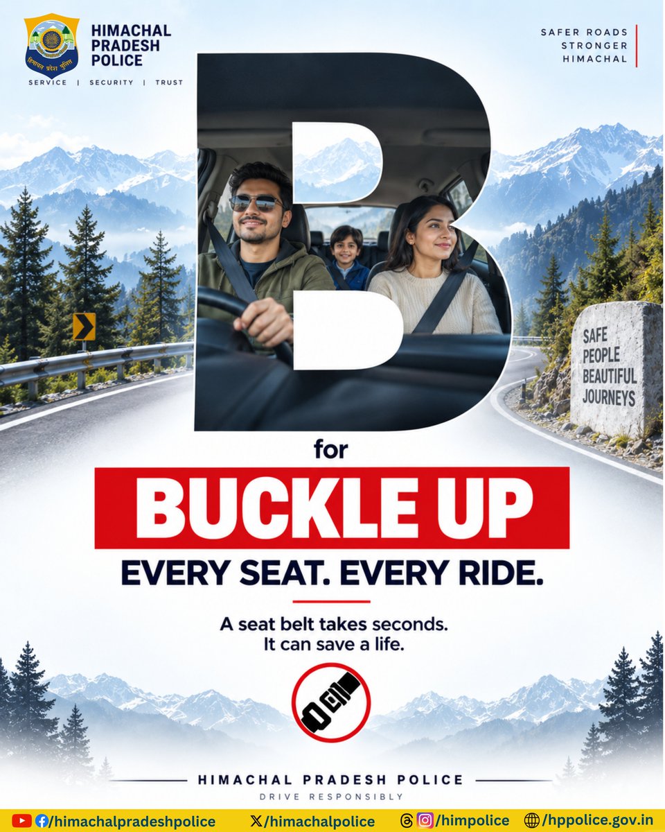 himachalpolice's tweet photo. A-B-C-D: Road safety starts with responsible choices. Avoid overtaking on blind turns, buckle up, control your speed, and never drink and drive. Stay alert. Stay safe. Reach home safely.
#HimachalPradeshPolice #RoadSafety #DriveSafe #SafeRoads #ResponsibleDriving #HimachalRoads https://t.co/qKaE42Pd6U