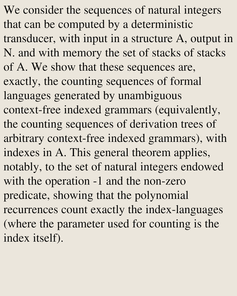 FormalLanguages's tweet photo. On the equivalence between generating functions computed by memory transducers and enumerating functions produced by indexed grammars

Vincent Ghigo
https://t.co/nt9GvSyReJ [𝚌𝚜.𝙵𝙻] https://t.co/GzP8j8Yw8J