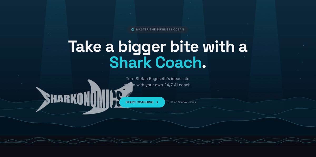 EngesethsBlog's tweet photo. HAVE YOU EVER BEEN COACHED BY A SHARK? 🦈

I built a AI shark coach based Sharkonomics. If you want to be one of the first to test it, write “give me a bite” in the comments. 🦈 https://t.co/Y3qA9NWwSR