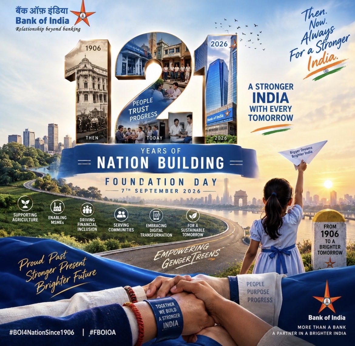 NA165946's tweet photo. 12 decades of contribution to Nation building… Stepping into 121st year … Bank of  India… The bank that cares…
Thanks to all the staff members and customers…
#BOI4NationSince1906 https://t.co/t93kAVQWvj