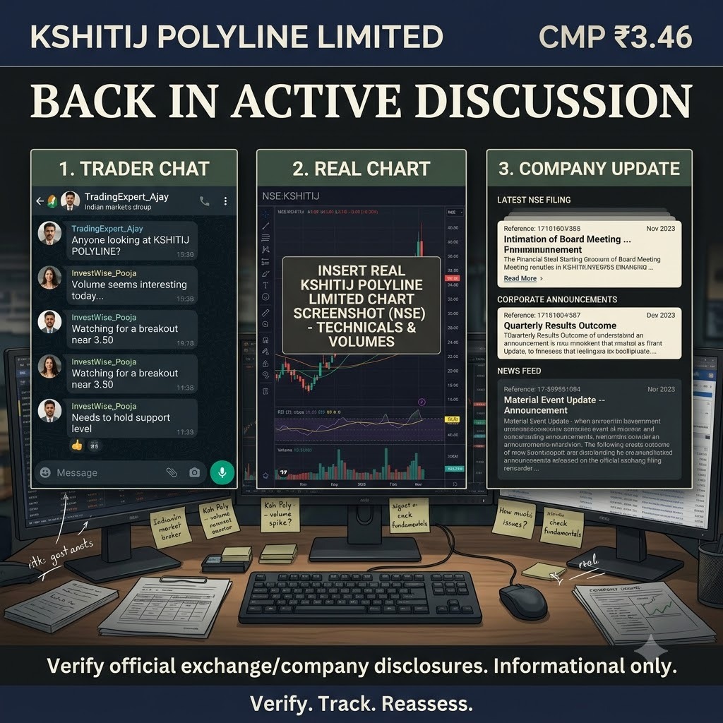 Kritipl's tweet photo. ₹3.46 ke aas-paas Kshitij Polyline Limited phir active discussion mein hai.
Omkar acquisition story ke chalte traders ab next move ko closely track kar rahe hain.
#Penny_Multibagger https://t.co/pccDA1gcVg