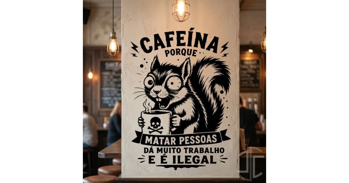 JeroSacoa's tweet photo. Cafeína - Tipografia - Esquilo cafeinado - Versão 2 | Uma pequena narrativa visual sobre sobrevivência diária, energia artif(...) | Mais detalhes em: https://t.co/CQH65ekl2S | #JCS #JCSSTUDIO #VINIL #LASER https://t.co/LcHbtEA7hM
