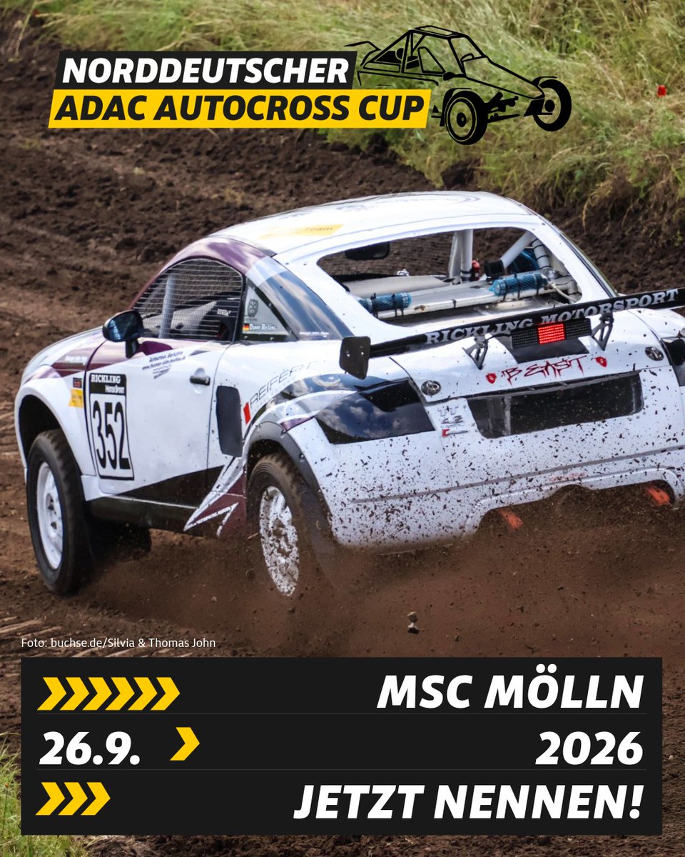 IsrealPeakthg's tweet photo. Autocross is back in Mölln! On September 26, 2026, the NAX Cup returns to MSC Mölln at the legendary Grambeker Heidering. Entries are now open, and the race will take place regardless of grid size. Start your engines and head to Mölln! https://t.co/lqbOoGLPBW