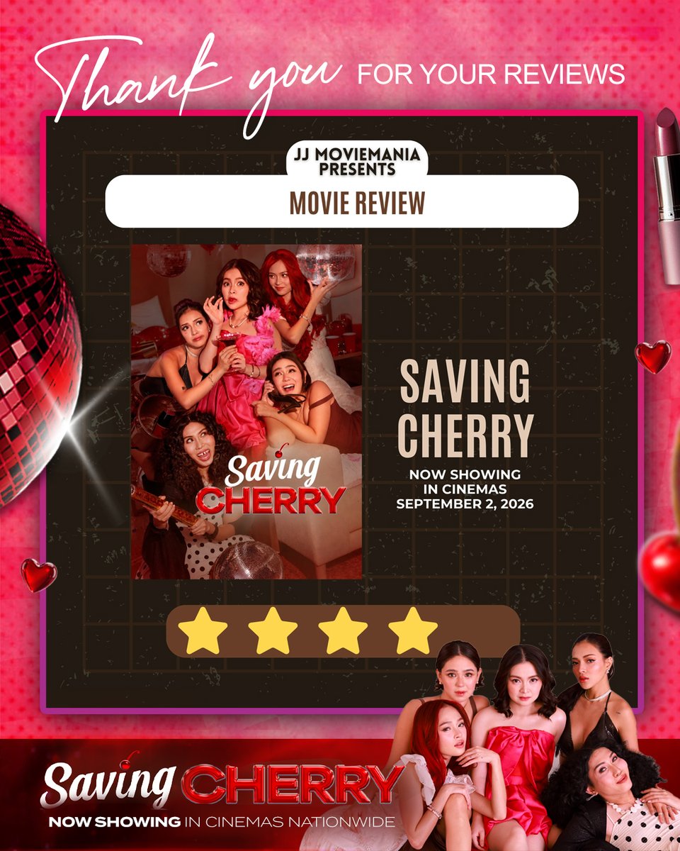 RegalFilms's tweet photo. 5 STARS FOR CHERRY! ⭐🍒

At hindi lang stars ang natanggap namin—pati tawa, kilig, iyak, at napakaraming magagandang salita mula sa inyong lahat. 🥹❤️

#SavingCherry #SavingCherryNowShowing https://t.co/kHldDdj40B