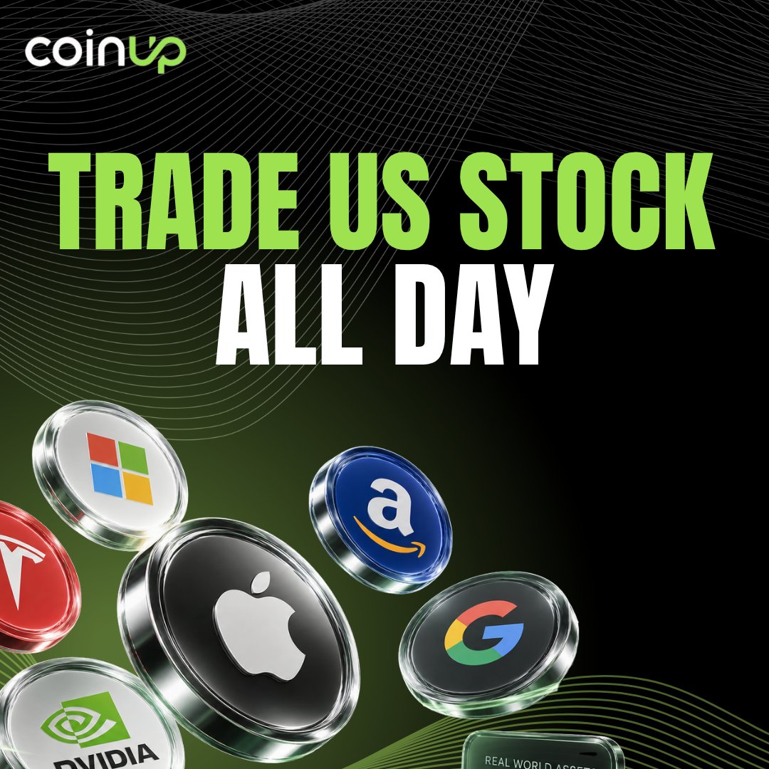 CoinUpOfficials's tweet photo. U.S. markets closed tomorrow? CoinUp isn’t.  ⏰

Trade U.S. stocks on CoinUp 24/7, beyond traditional market hours. More flexibility to stay ready whenever opportunities appear.

📈 Popular U.S. stocks
🌍 Trade across time zones
⚡ 24/7 trading

Your time. Your strategy. Your opportunity.

Trade now  👉 https://t.co/F8EPZ8Gm0u