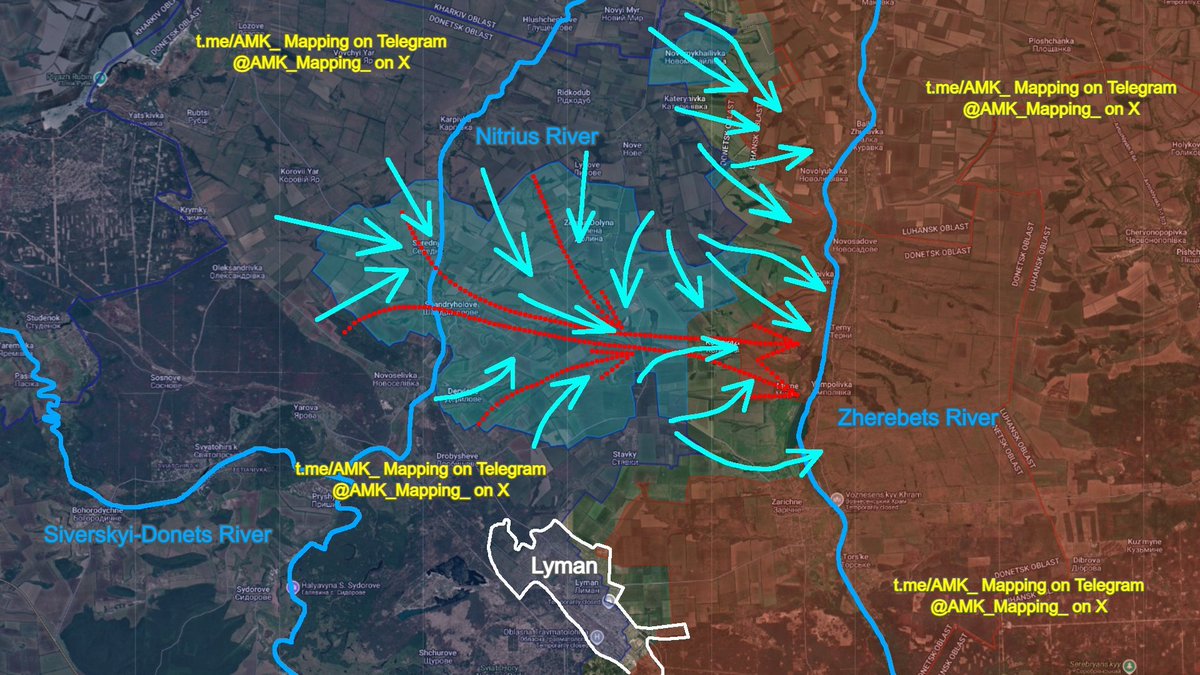 osintdefenderIT's tweet photo. #BREAKING According to independent sources, Russian forces have withdrawn from the area north of Lyman due to constant pressure from the Ukrainian armed forces. 160 square kilometers of territory have been liberated by Ukraine. https://t.co/ompStBPD6r