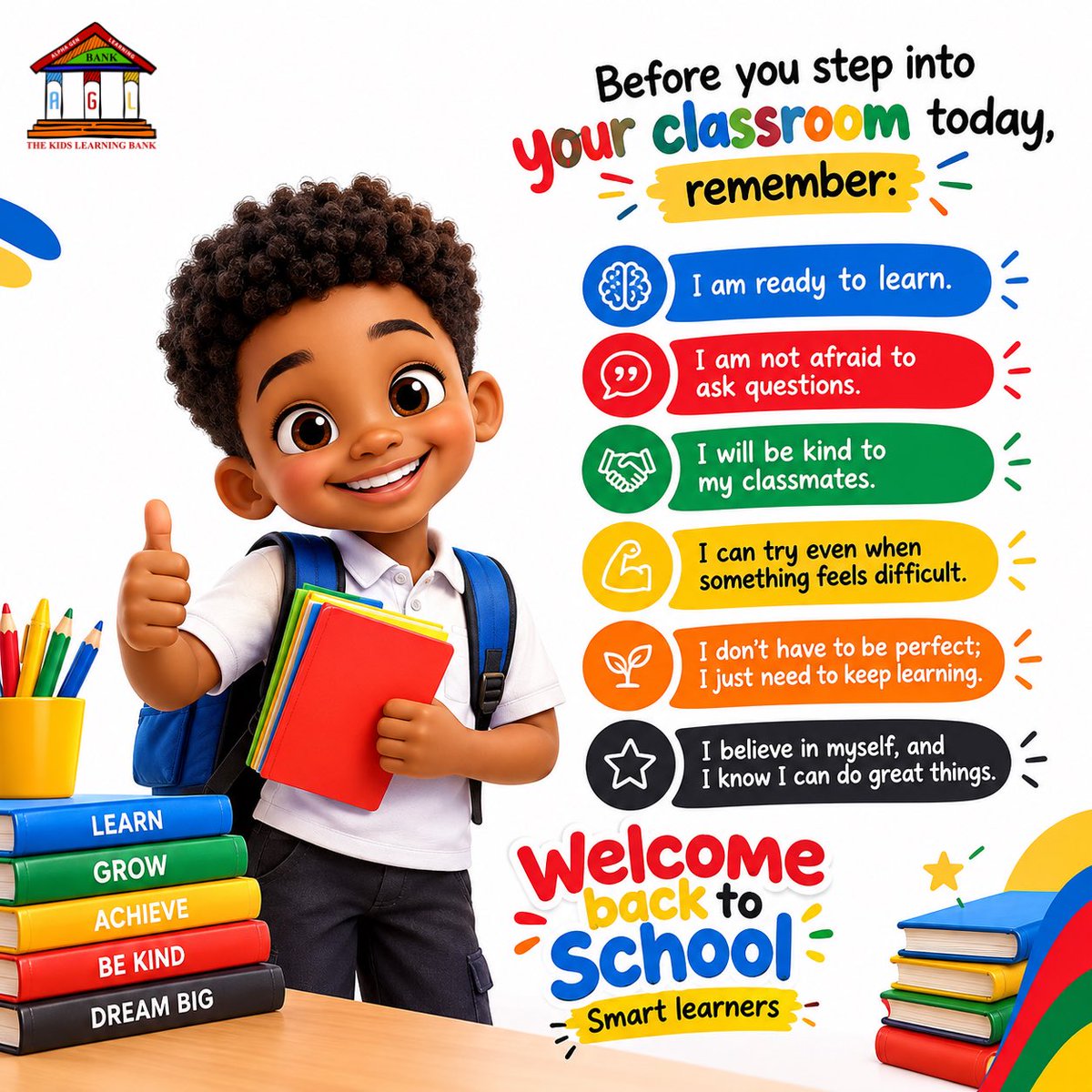 AGLBOnline's tweet photo. A new school term comes with new lessons, new challenges, new friendships, and new opportunities to grow. https://t.co/TpBqxyqk6X