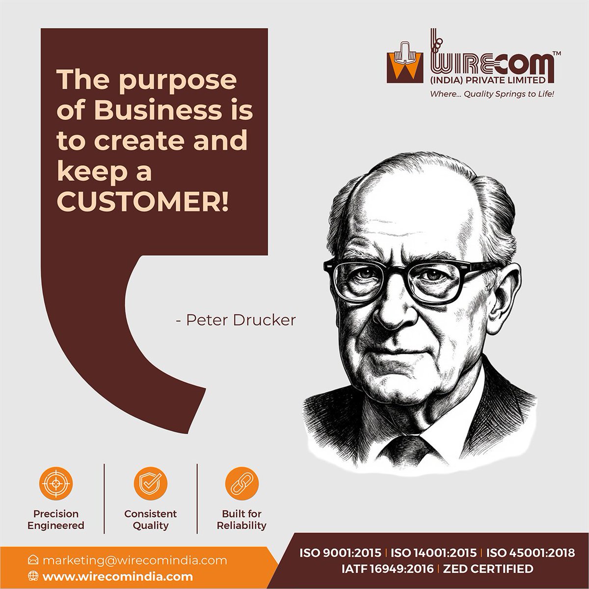WirecomIndia's tweet photo. The phrase "the purpose of business is to create and keep a customer," coined by management expert Peter Drucker, means that a company's absolute reason for existence is to find people who need a solution, win them over, and retain them.

#customersatisfaction #customerexperience https://t.co/Vjfdz570Y0