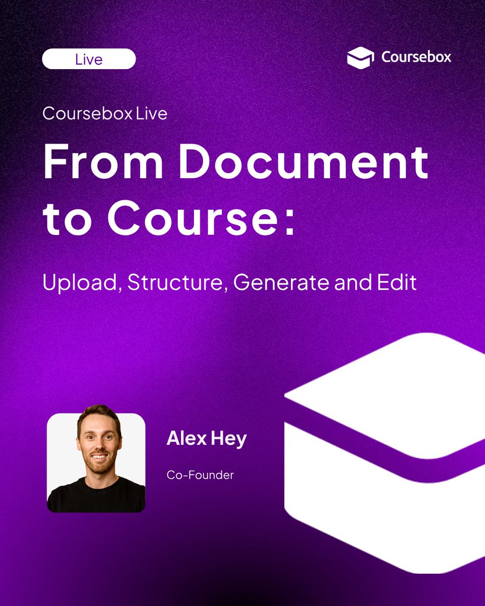 Coursebox_ai's tweet photo. How many training documents are scattered across your organisation right now?

Join Alex Hey on Wednesday 9 September for Coursebox Live: From Document to Course, and how to help organisations and experts turn the content they already own into learning. https://t.co/ymFklb9BmO