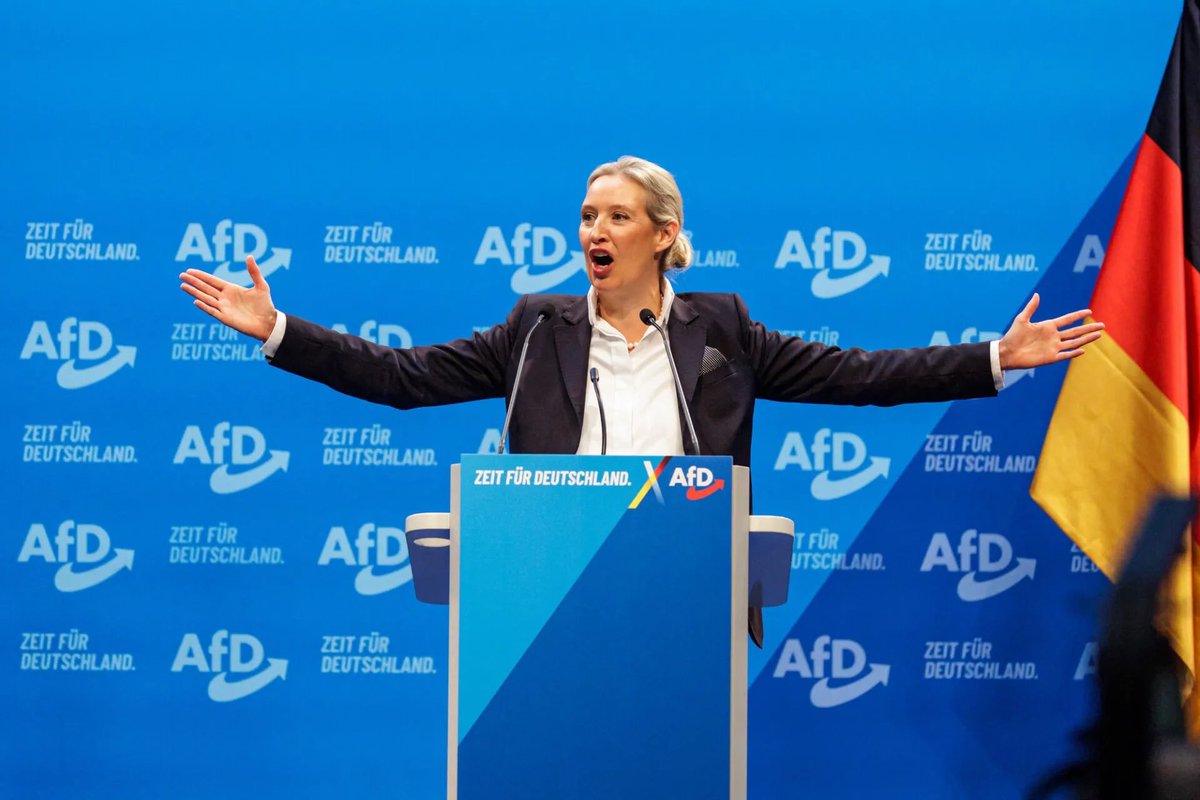 nziokamul1's tweet photo. Alice Weidel.

Leader of the conservative movement; Alternative for Germany, AfD.

Possibly the next Germany Chancellor.  

She is a former Goldman Sachs banker.
She lives in Switzerland.
She is a lesbian.
She is married to a malaysian illegal immigrant.
She is Jewish.

The future of Germany is no different from the present.

You right wingers fell for it, again.