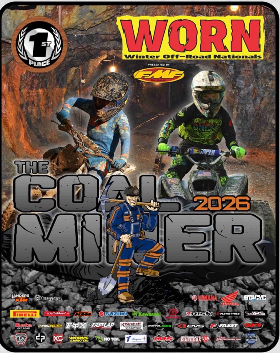 ClaudSabata's tweet photo. RD. 9 “The Coal Miner” Hardware

What do you think of this weekend’s trophies? Featuring
• Weston Wethington - Micro Bike 7-9 50cc
• Luke Robertson - Micro ATV 7-9 50cc

Only 3 days until the 2025-2026 WORN Racing Season Finale. See y’all in https://t.co/I2kgeyCeJk