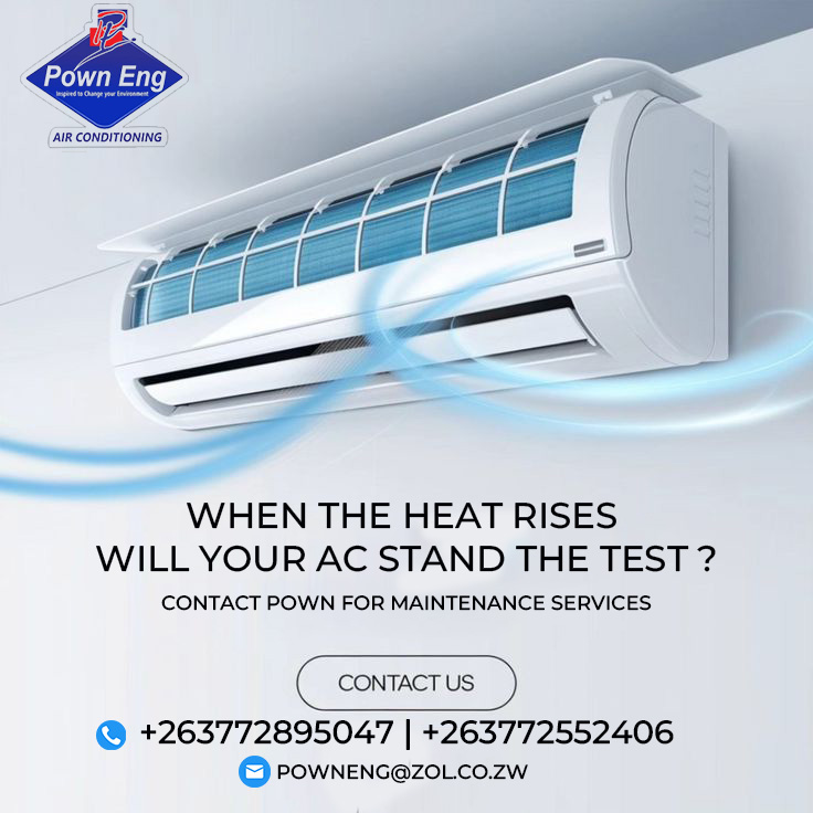 AirPown's tweet photo. Is your AC cooling properly, using too much power, making strange noises, or struggling to keep up? Now is the time to get it checked. At Pown Engineering, we’ve got you covered with:
#PownEngineering #AirConditioningZimbabwe #ACService #ACRepair #ACInstallation #SummerReady https://t.co/EnsTD6Rlut