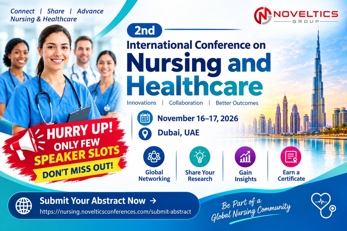 ClimateConferen's tweet photo. HURRY UP! ONLY A FEW SPEAKER SLOTS LEFT!
Join the Nursing &amp; Healthcare 2026
🩺 Share your research
🤝 Network globally
💡 Gain insights
🏆 Earn your certificate
#NursingResearch #GlobalNursing #HealthcareConference #NursingCommunity #DubaiEvents #NurseResearchers https://t.co/sgS79l0x38