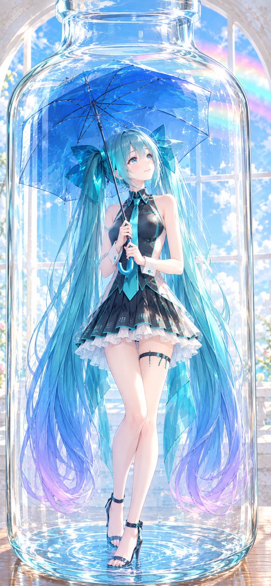 burari_otabe's tweet photo. ガラス瓶で雨宿りする初音ミクさん

ミクバージョン作って見ました。
新マスター設定の汎用性証明された。

小瓶ネタはうる星やつらから

#AIイラスト
#スマホ壁紙
#初音ミク https://t.co/yVT4oiqWma