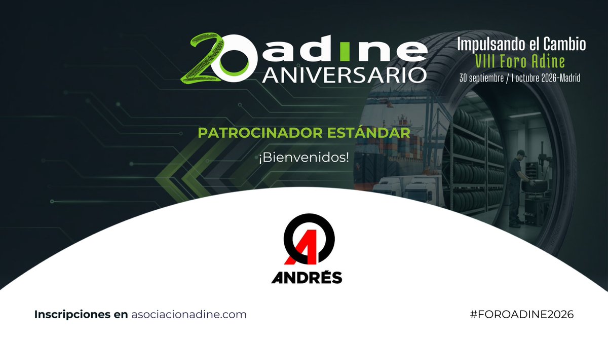 ADINE_ASOC's tweet photo. Estos son los patrocinadores estándar del VIII Foro ADINE 2026 "Impulsando el cambio". Es un lujo poder contar con vosotros!🙌
@HankookNeumatic
BYG
@leoproex
@grupoandres
🗓️30/09 y 1/10
📍Madrid
Inscripciones 👉https://t.co/RoeVFMN9ro
¡Te esperamos!
#FOROADINE2026 https://t.co/VkvnRrt7r5