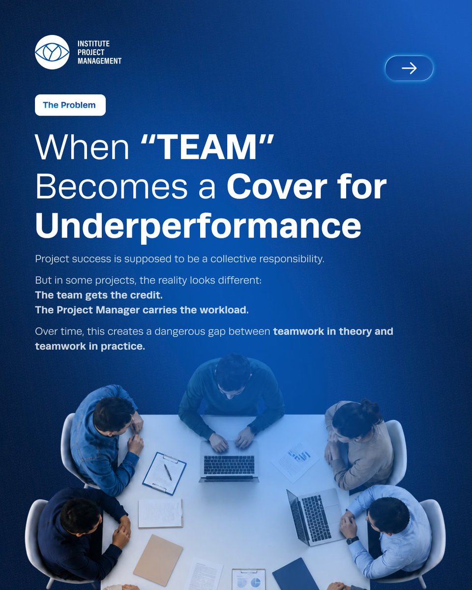 ProjectMgmtInst's tweet photo. A team can share the credit without sharing the workload. In her latest insight for IPM, Eunice Ireri, PMP®, PRINCE2® explores The Missing “I” in the TEAM – and why Project Managers can end up quietly carrying the work while the team receives the credit: https://t.co/sMu83LExiL https://t.co/V1XX6whjfW