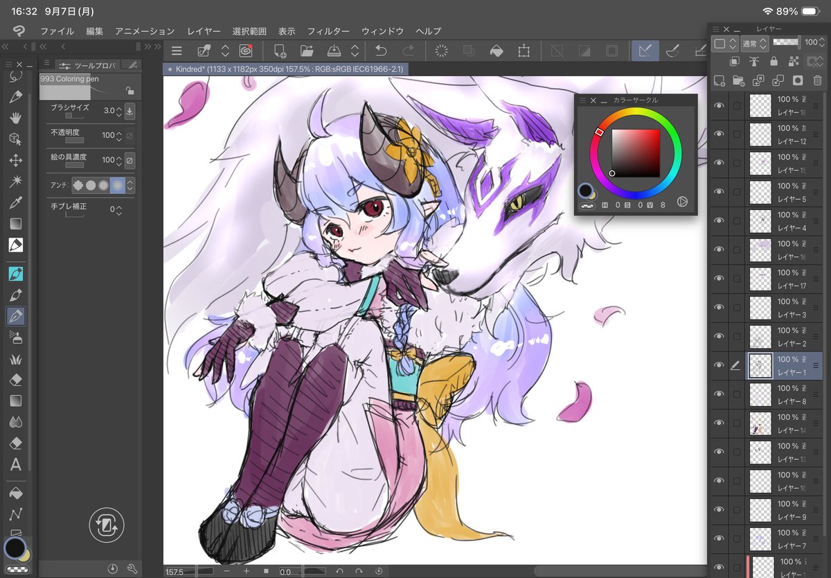 sio_proof's tweet photo. Kindredずっと描きたいと思いつつ初描きだった！ノーマルスキンもかわいい、どっちかグッズにしたい、、 https://t.co/nK0jTNTxdC