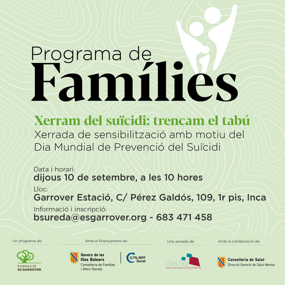 EsGarrover's tweet photo. 🗣️ Xerram del suïcidi: trencam el tabú

Aquest dijous, amb motiu del Dia Mundial de Prevenció del Suïcidi, organitzam una xerrada de sensibilització per parlar obertament del suïcidi, rompre silencis i contribuir a la seva prevenció 💚 https://t.co/pYMa70gWCD