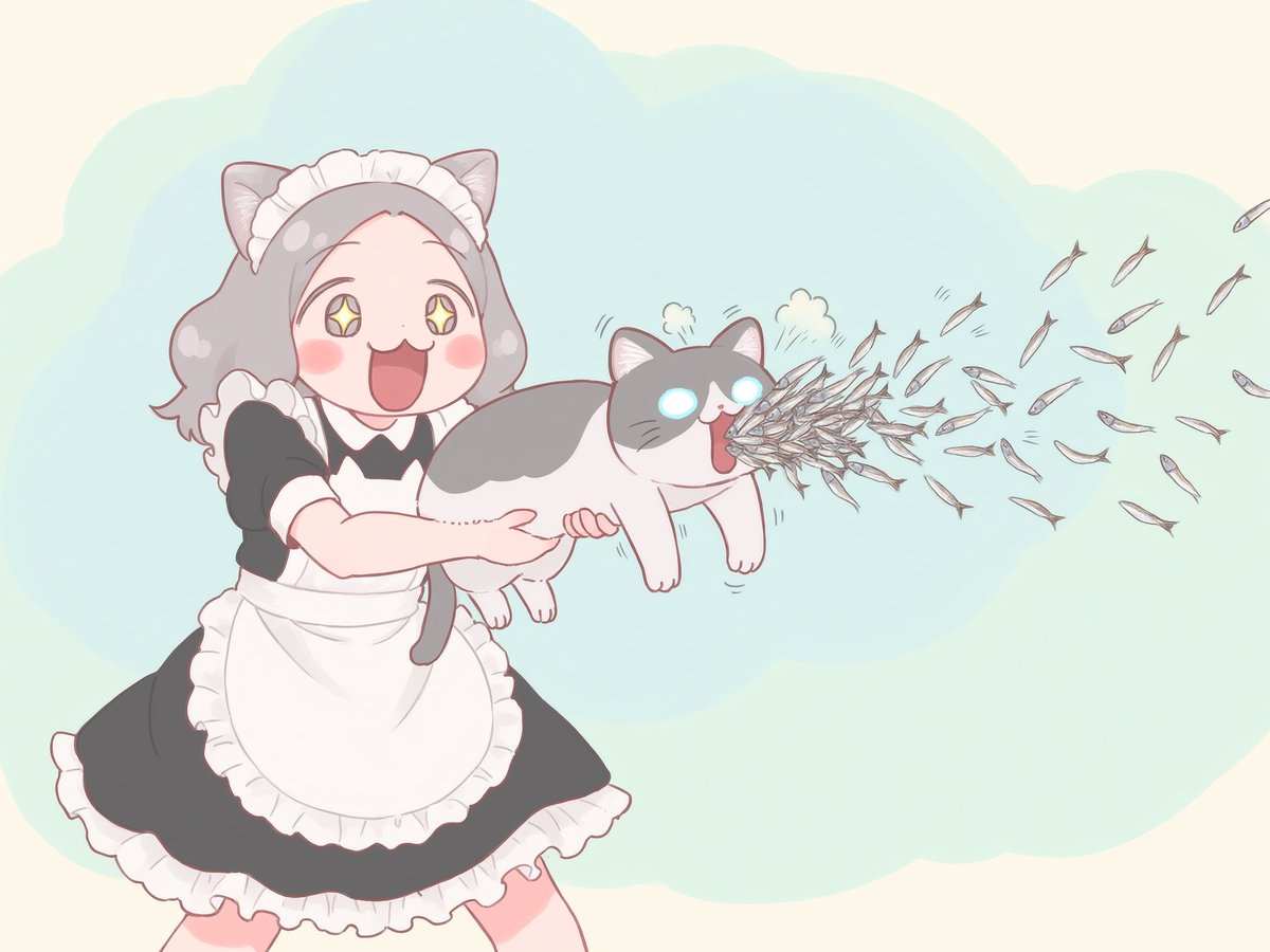 j568111's tweet photo. #ペット擬人化 
うちのハチワレにゃんこをモチーフに。
煮干しを乱射する猫マシンガン！
ゲ◯じゃないよ？ https://t.co/YbJaH9Bk75