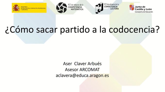 PCT_Mates_CYL's tweet photo. Los miembros de #PCTLecturaCyL y #PCTMatesCyL comenzamos la 3ª sesión de codocencia de la mano de Aser Claver. En ella aprenderemos cómo sacar el mayor partido a la codocencia y modelos de enseñanza #formacioncyl
@educacyl https://t.co/xQgiXaMxNj