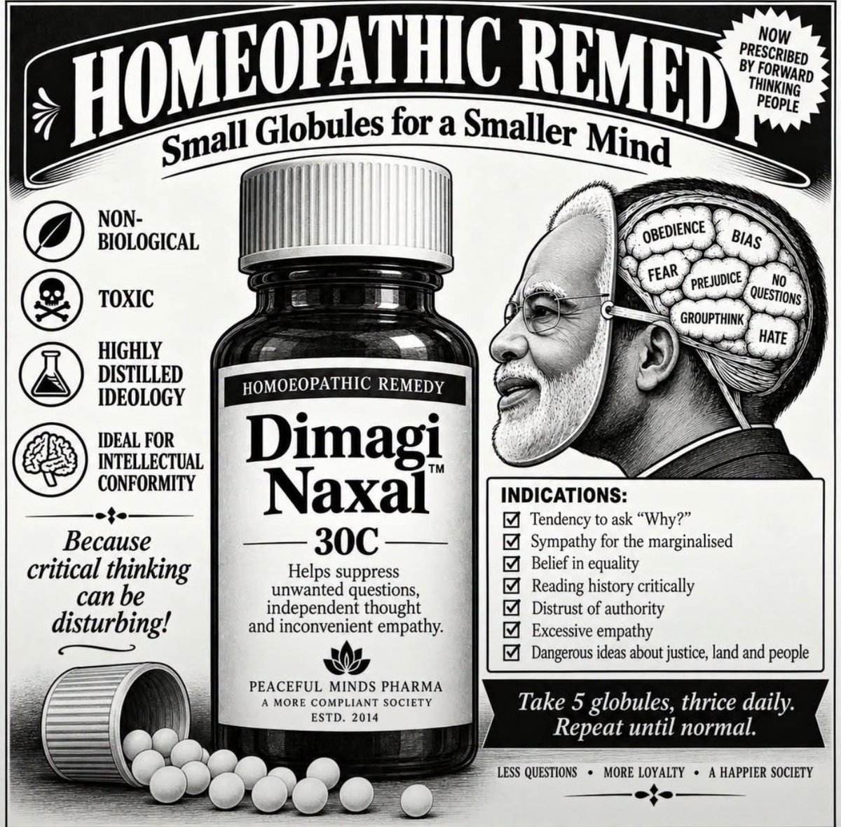 pbhushan1's tweet photo. Modis homeopathic pills for ‘Dimagi Naxals’ https://t.co/jp1XKziAIc
