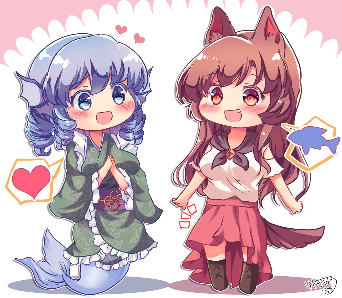 kemochiharu717's tweet photo. フィッシュテールスカートだよ❣️かげわかちゃん🐟❤️💙🐺

#東方Projectㅤㅤㅤㅤ https://t.co/rc8H0f4cSQ