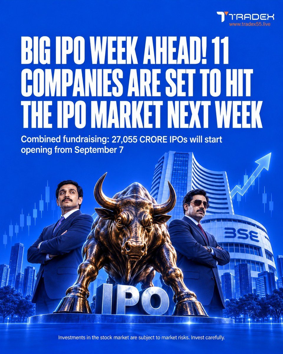 TradexLive1's tweet photo. Big opportunities are coming to the primary market! 📷
A packed IPO week ahead with companies across construction, chemicals, fintech, and more entering the market.
Which IPO is on your watchlist? 📷
#IPO #StockMarket #IndianStockMarket #Tradex https://t.co/4inNkcaCaM