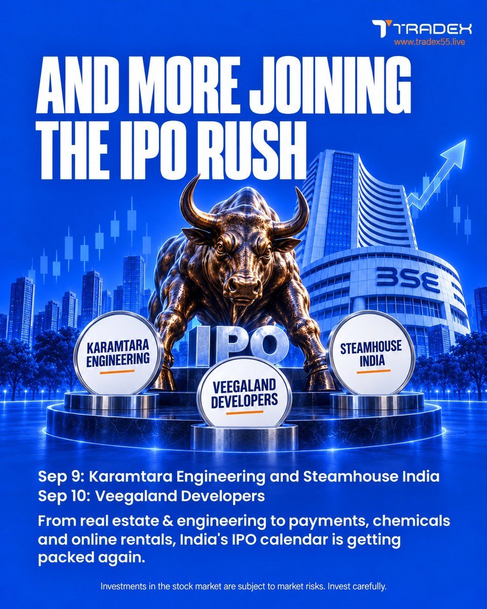 TradexLive1's tweet photo. Big opportunities are coming to the primary market! 📷
A packed IPO week ahead with companies across construction, chemicals, fintech, and more entering the market.
Which IPO is on your watchlist? 📷
#IPO #StockMarket #IndianStockMarket #Tradex https://t.co/4inNkcaCaM